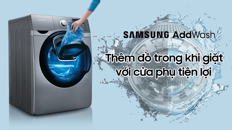 Thêm đồ giặt với cửa phụ Add Door trên máy giặt Samsung